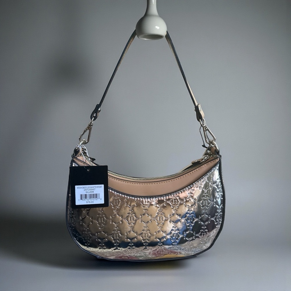 NWT Nanette Lepore Metallic Embossed Chain Shoulder Bag –Luxe Evening Crossbody - Picture 7 of 8